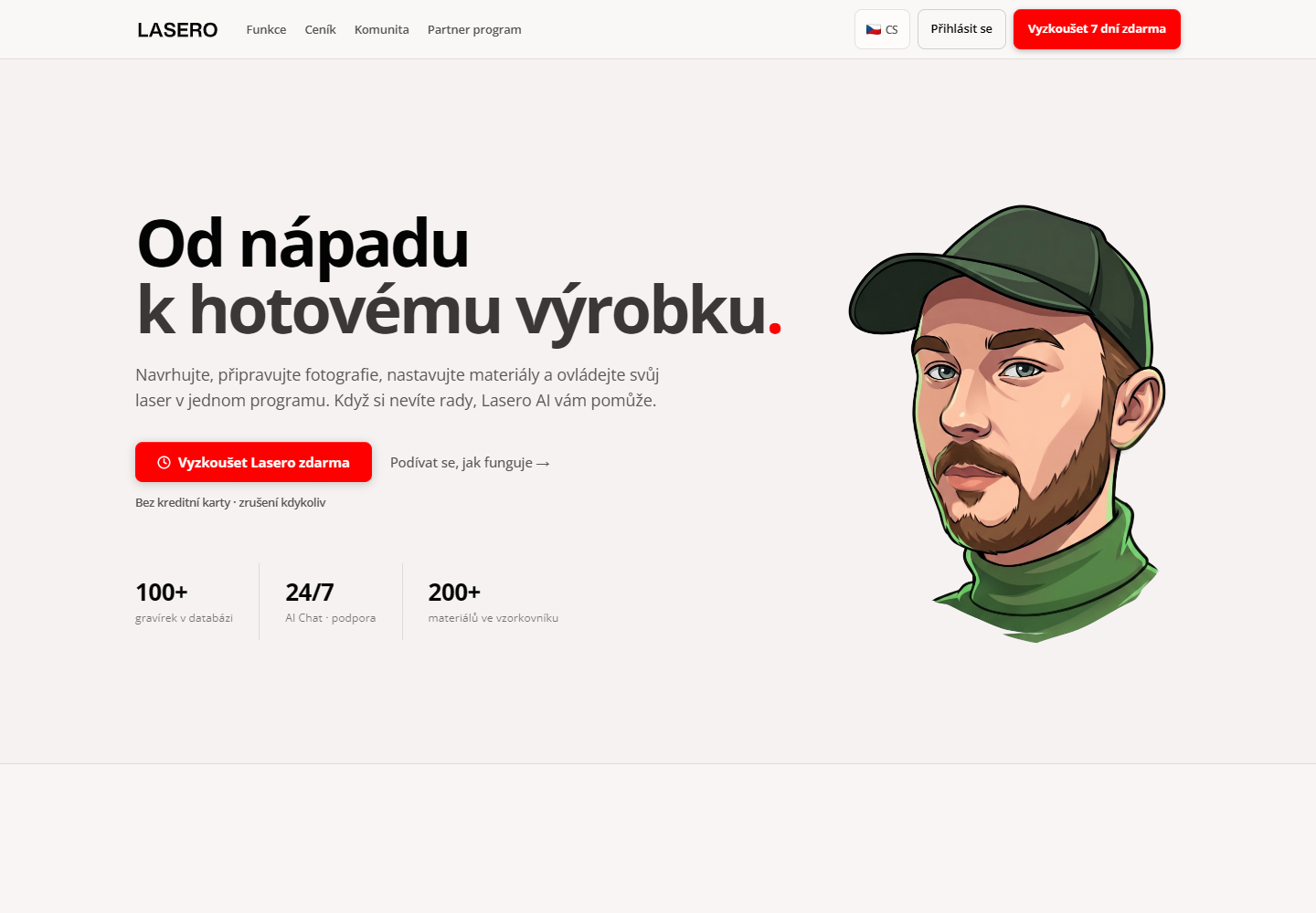 Landing page projektu Lasero